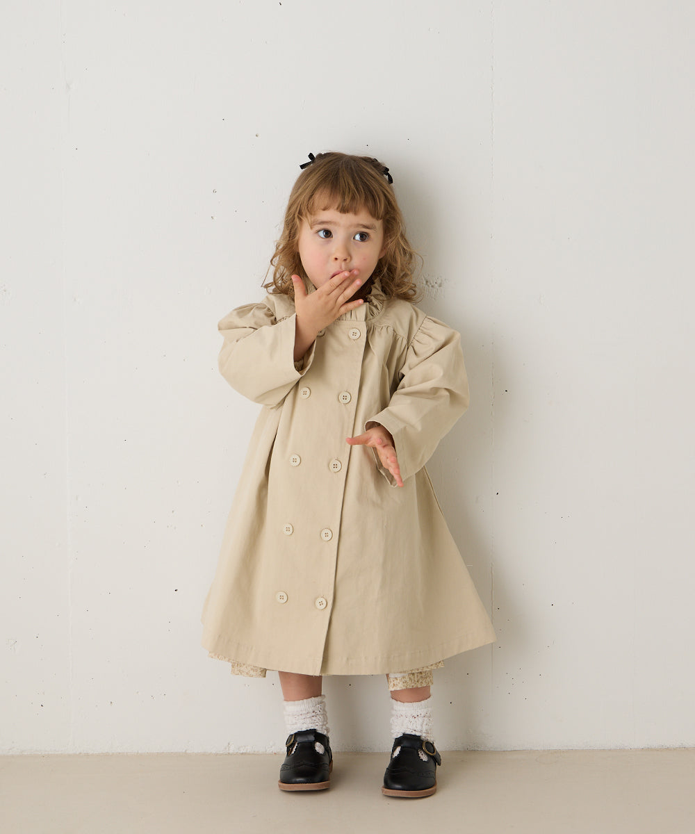 ダブルボタンフリルカラーワンピースコート