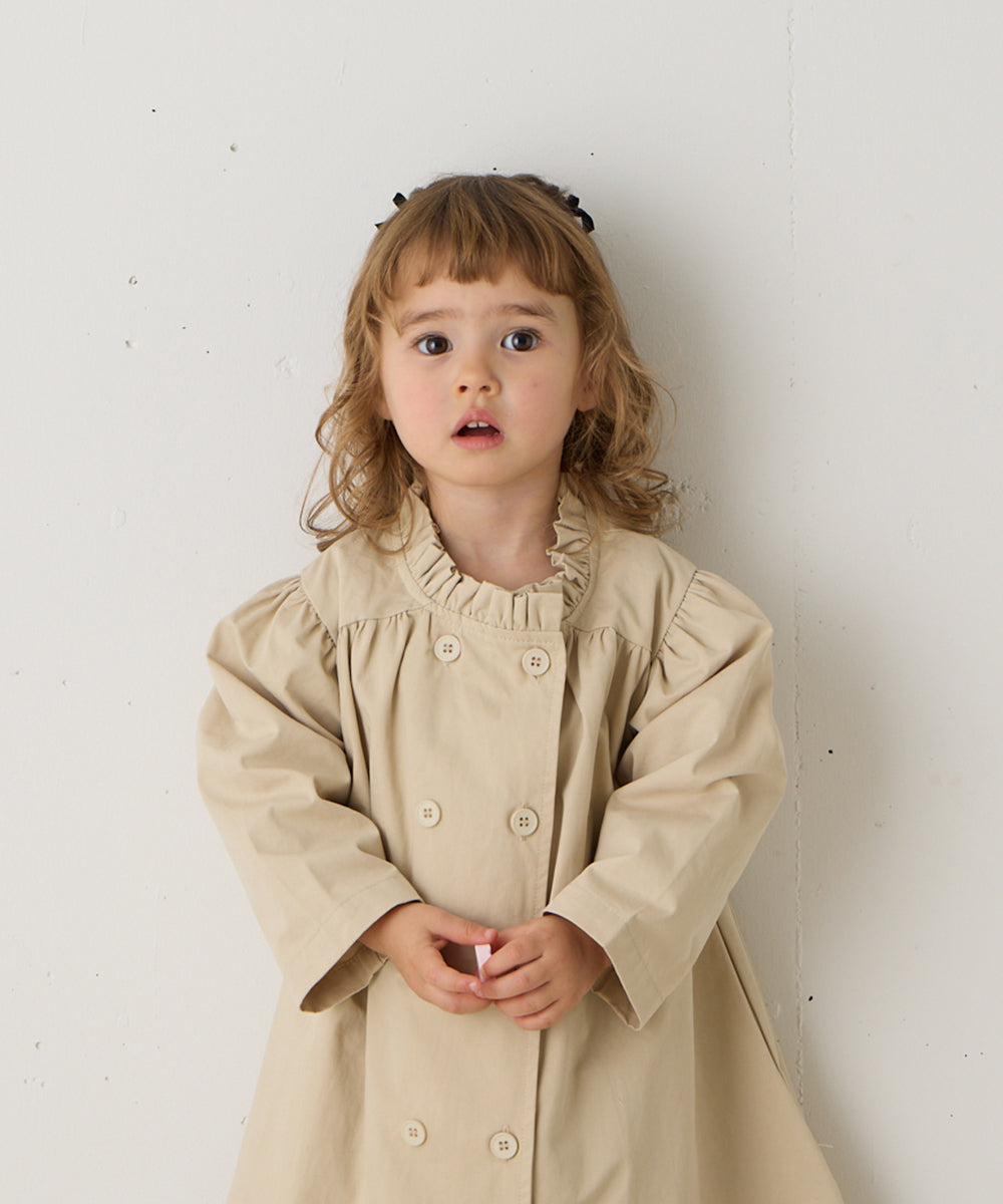 ダブルボタンフリルカラーワンピースコート