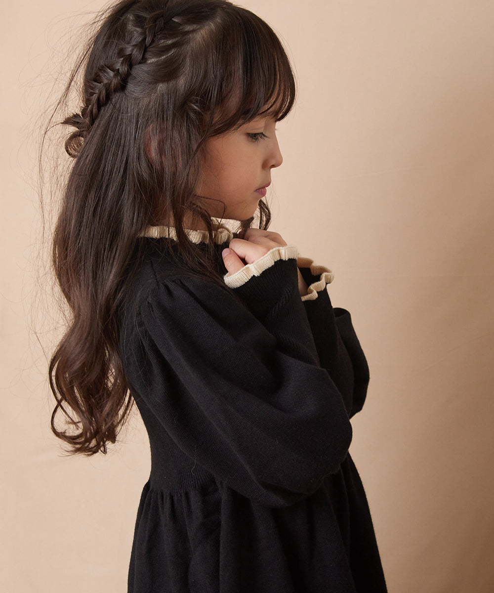 バイカラーフリルニットワンピース