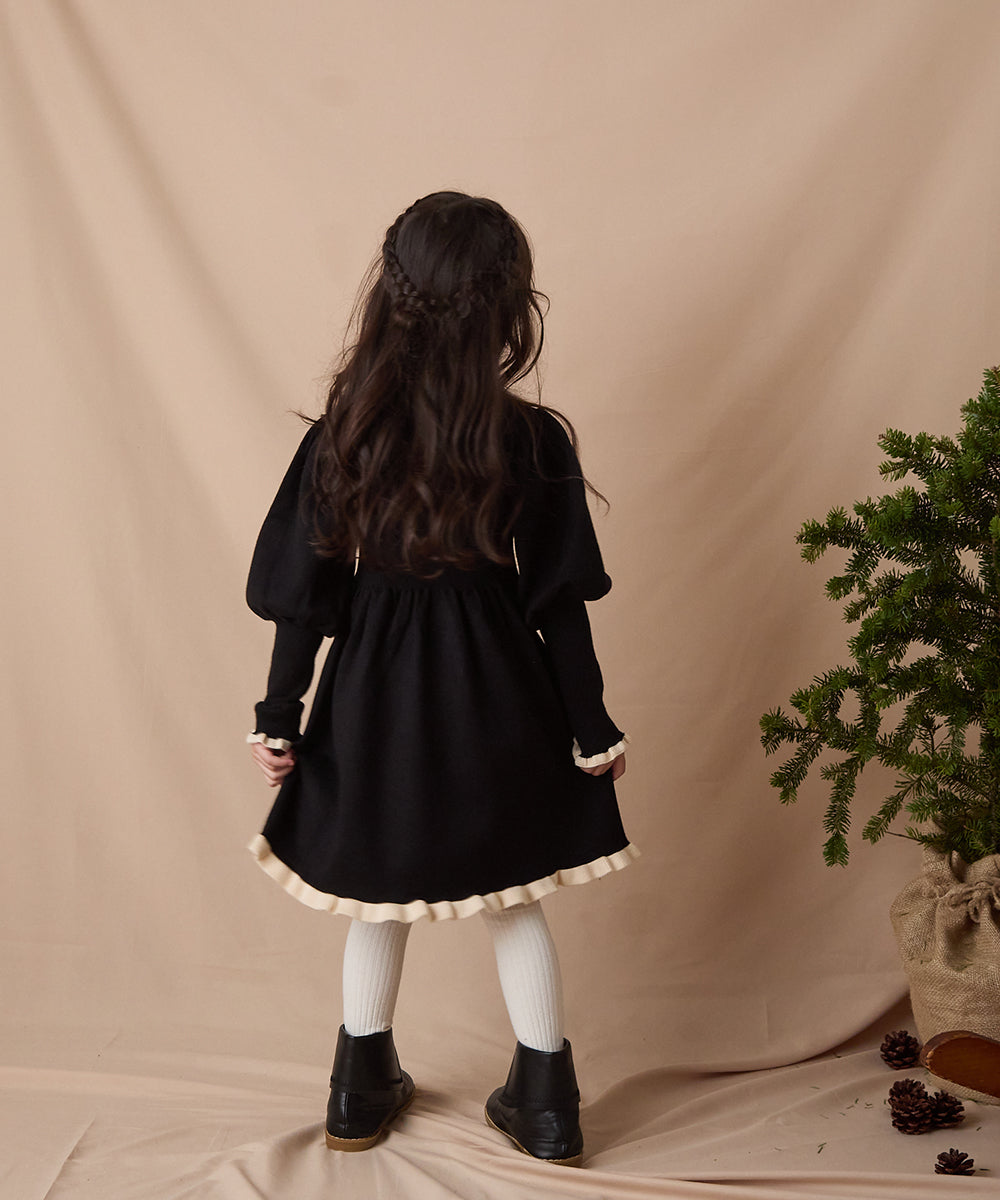 バイカラーフリルニットワンピース