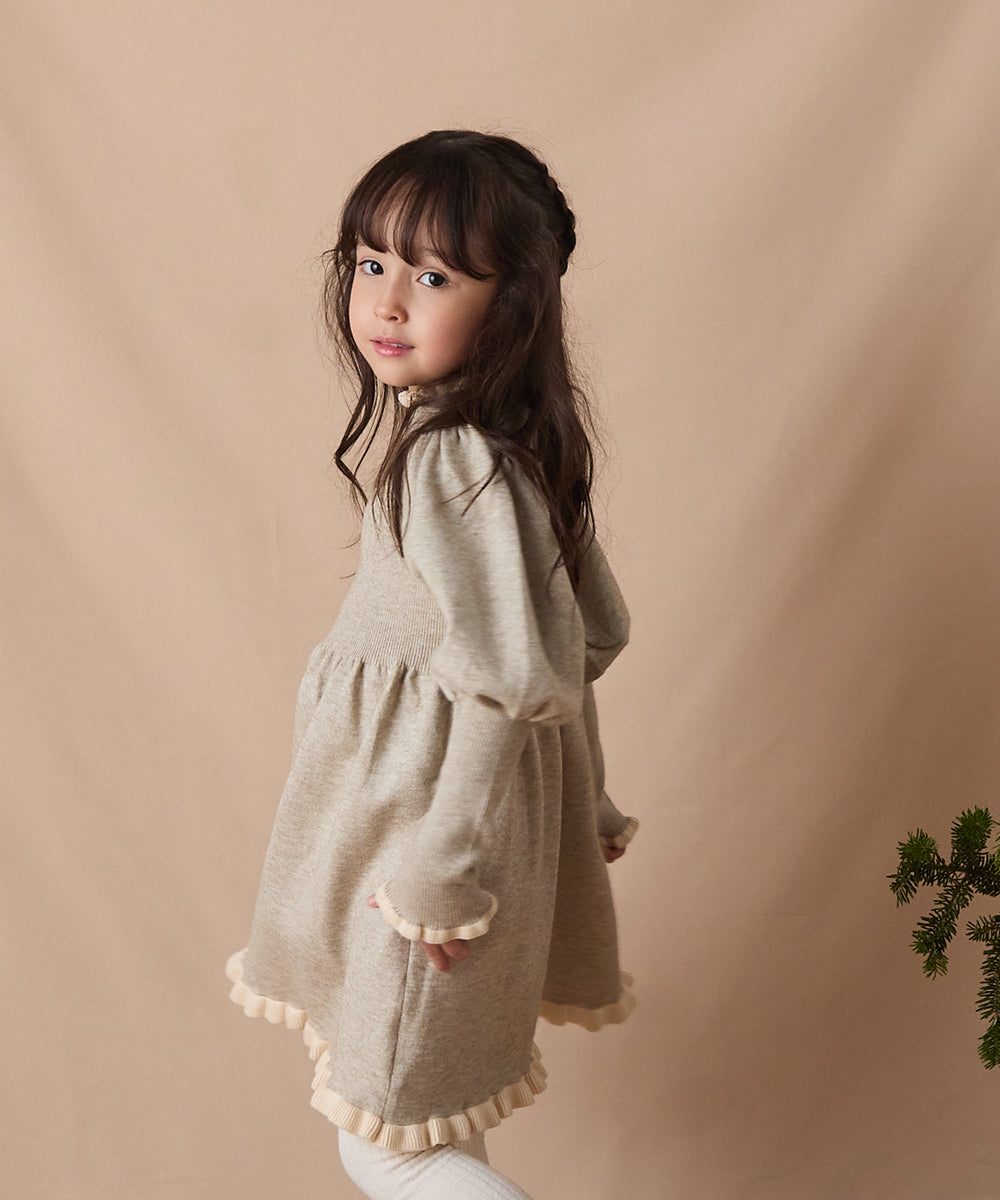 バイカラーフリルニットワンピース