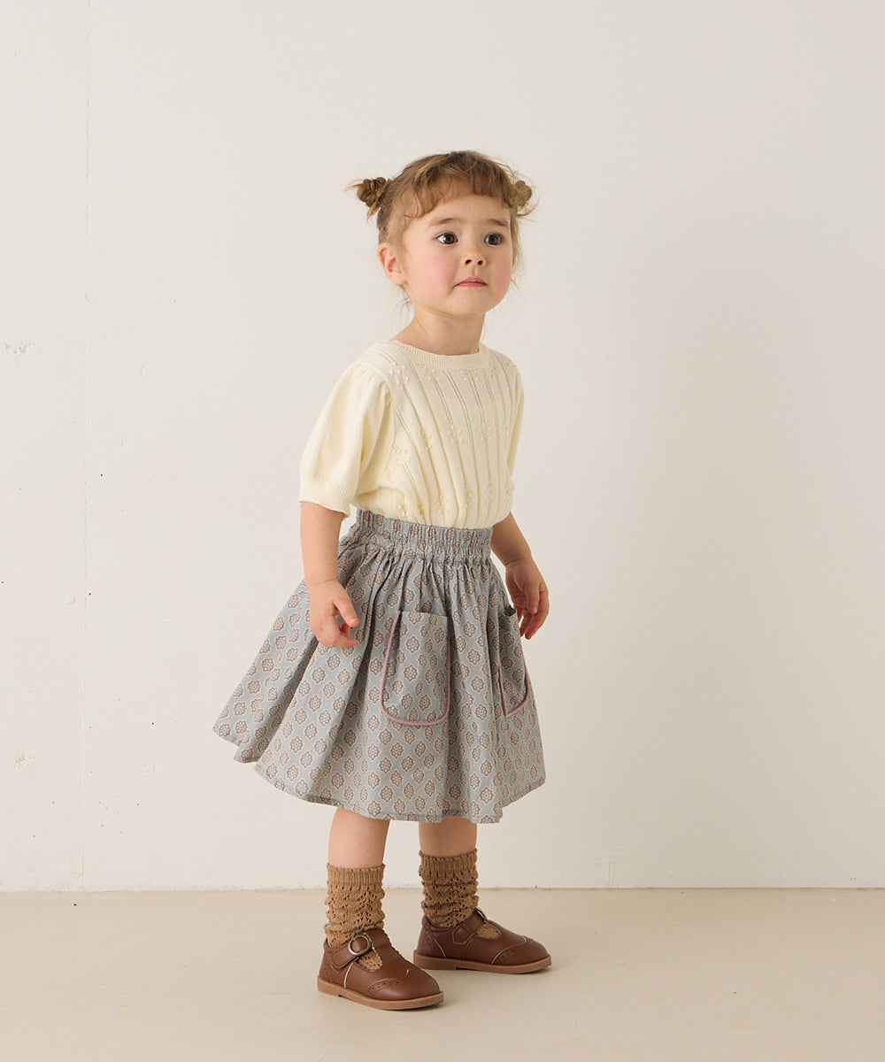 透かし柄半袖ニットプルオーバー