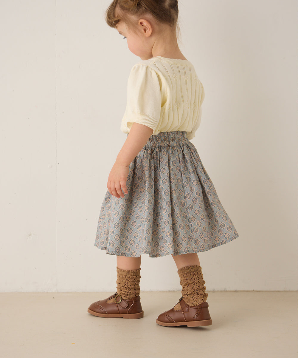 パイピングポケットエスニック柄スカート