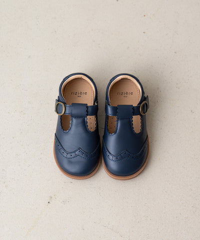 ウィングチップラウンドトゥシューズ NAVY