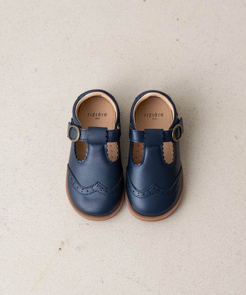 ウィングチップラウンドトゥシューズ (NAVY)