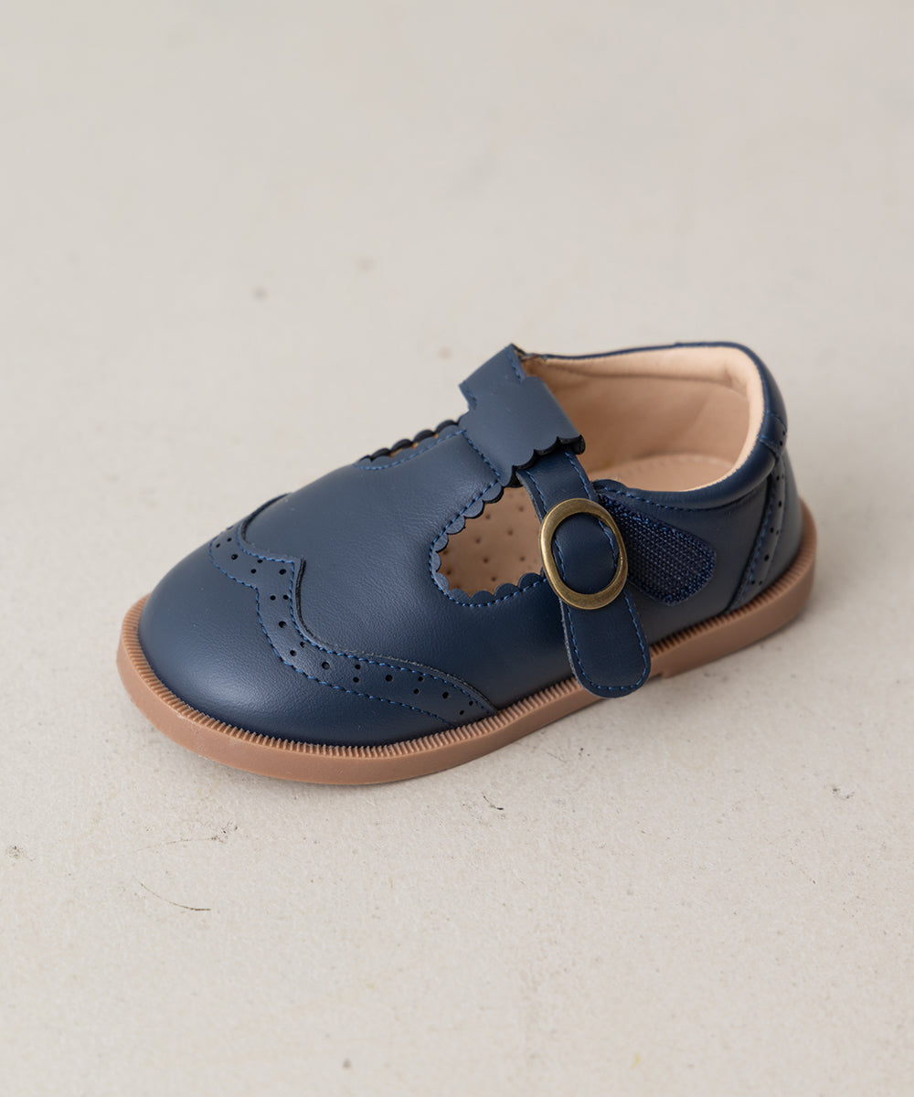 ウィングチップラウンドトゥシューズ (NAVY)