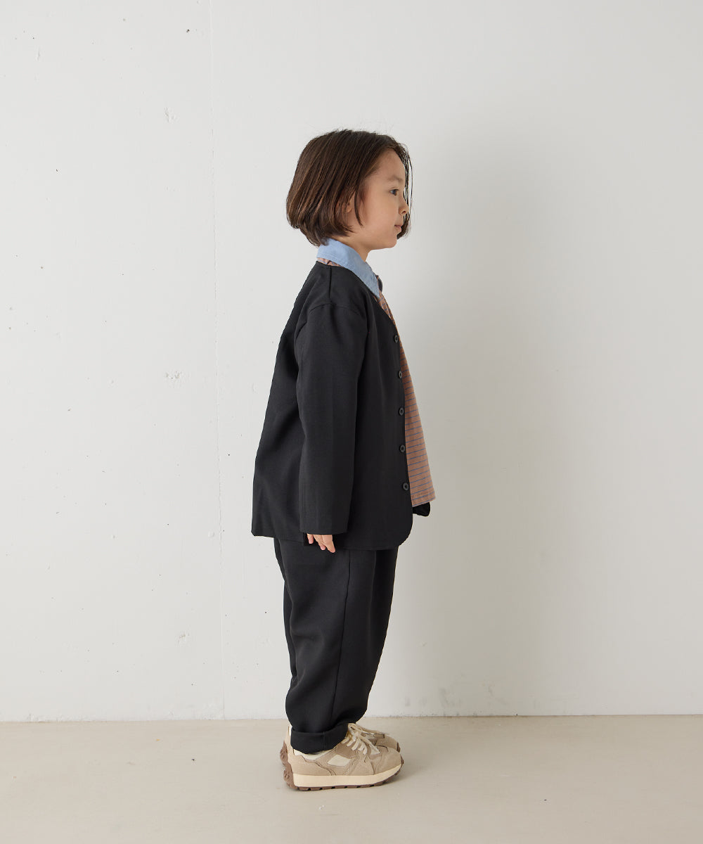 シングルノーカラージャケットセットアップ（裏地チェック）