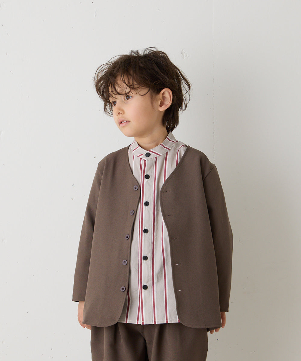 シングルノーカラージャケットセットアップ（裏地チェック）