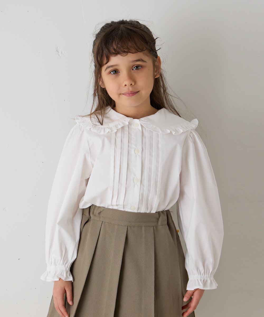 ピンタックフリルカラーブラウス