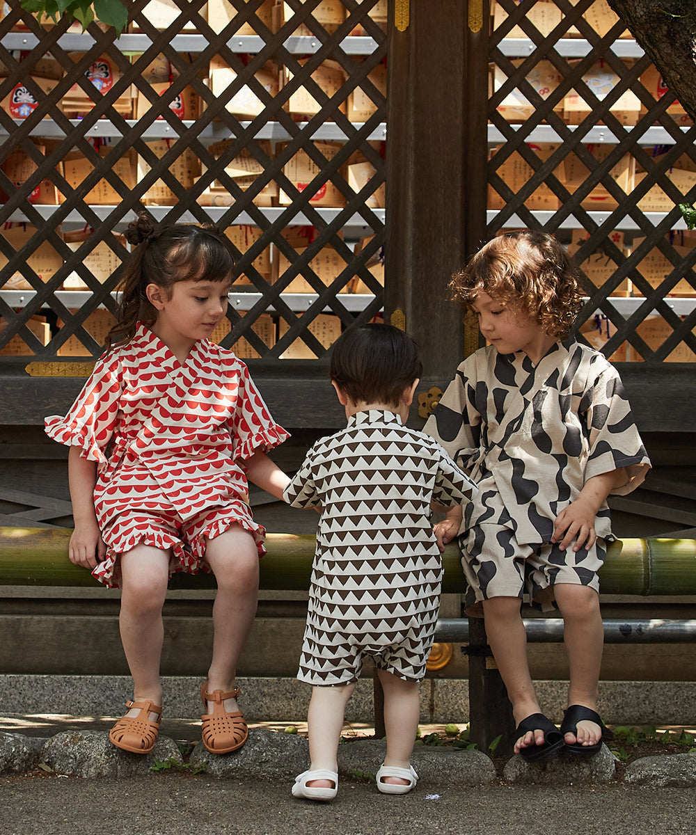 【リンクコーデ】選べる2柄キッズフリル甚平