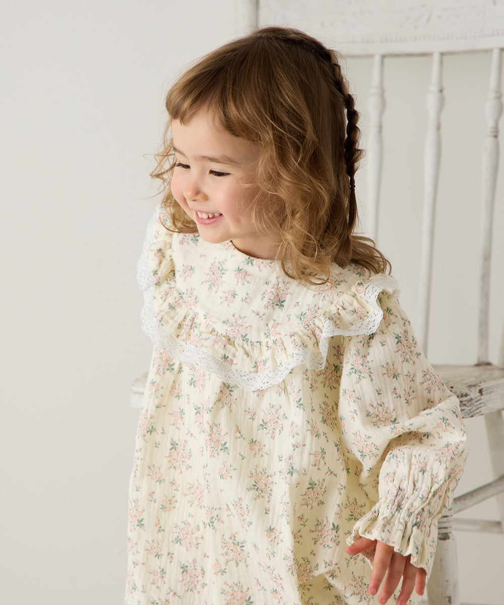 フラワープリントダブルガーゼセパレートルームウェア