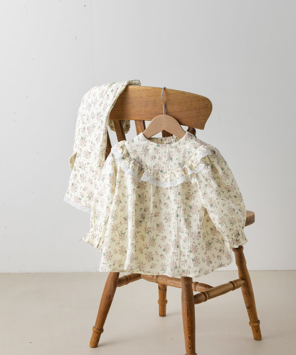 フラワープリントダブルガーゼセパレートルームウェア