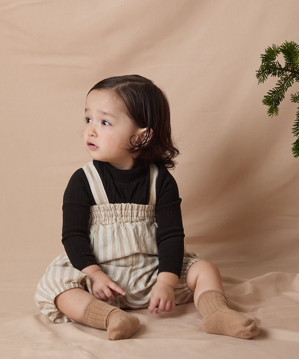 ストライプシャーリングベビーサロペット