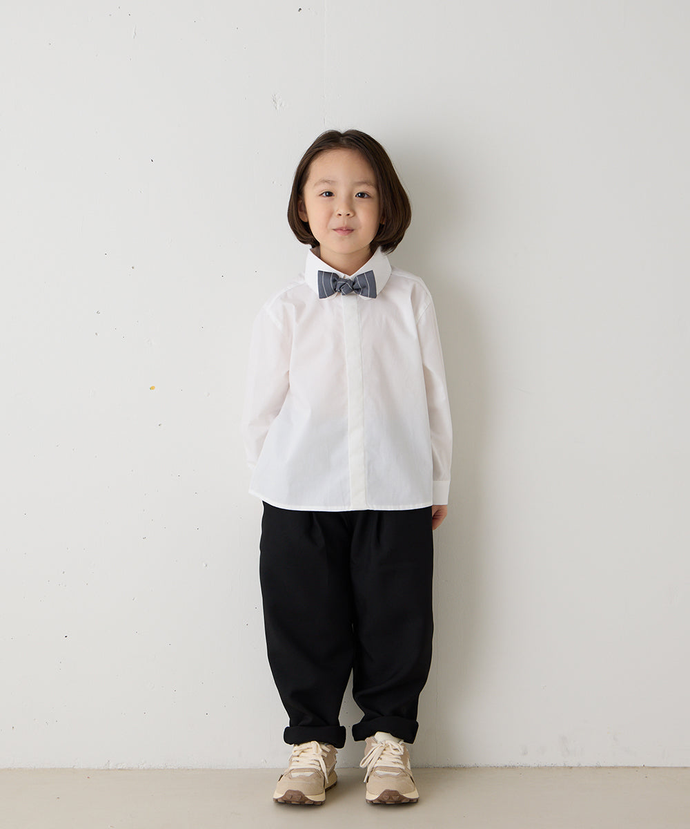 ノーアイロンラウンドカラー比翼シャツ（ボタン取り外し対応）