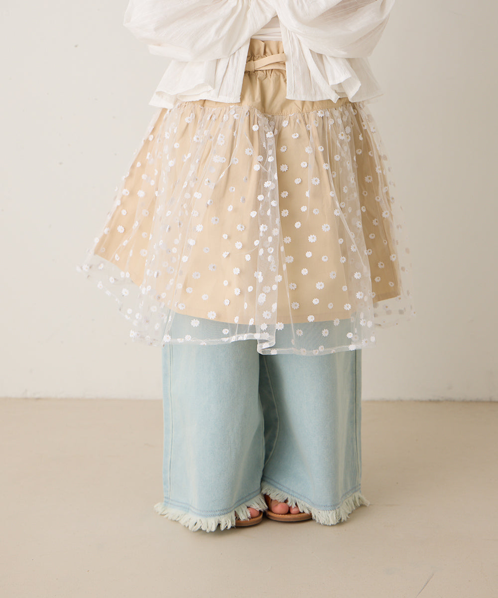 花柄チュール切り替えスカート