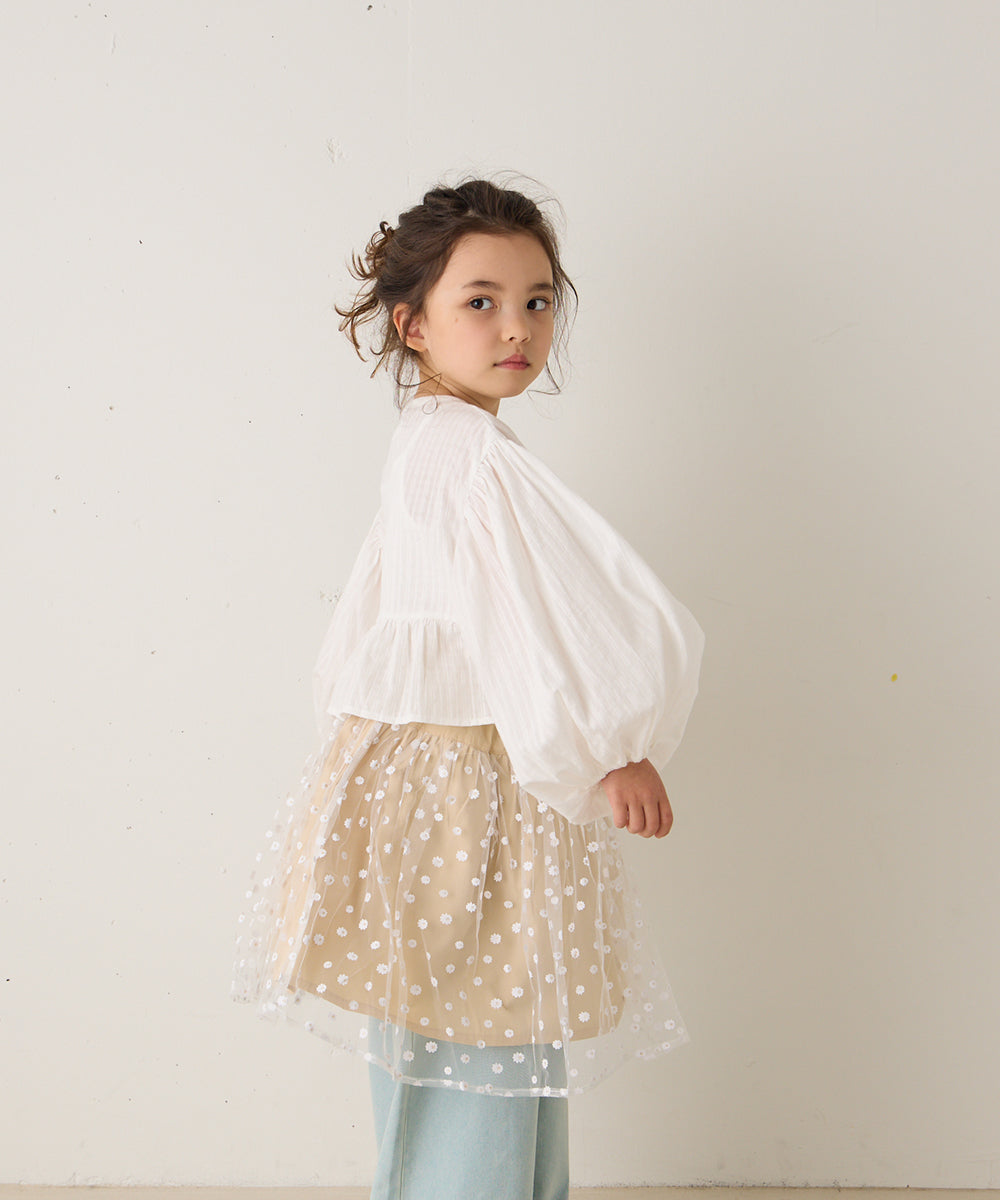 花柄チュール切り替えスカート