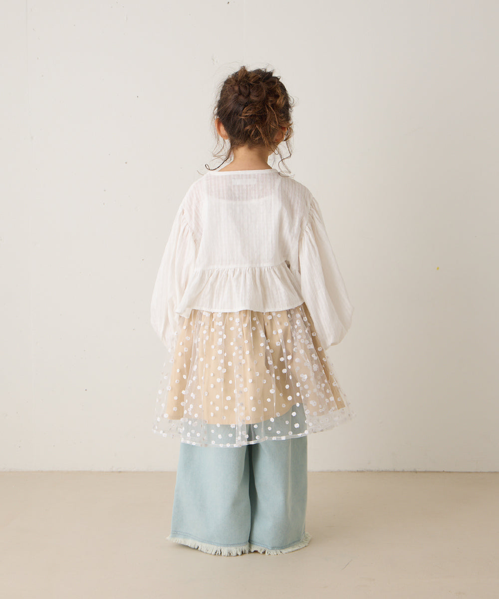 花柄チュール切り替えスカート