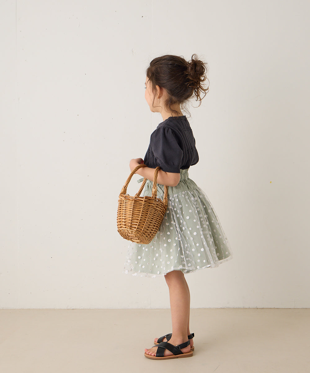 花柄チュール切り替えスカート