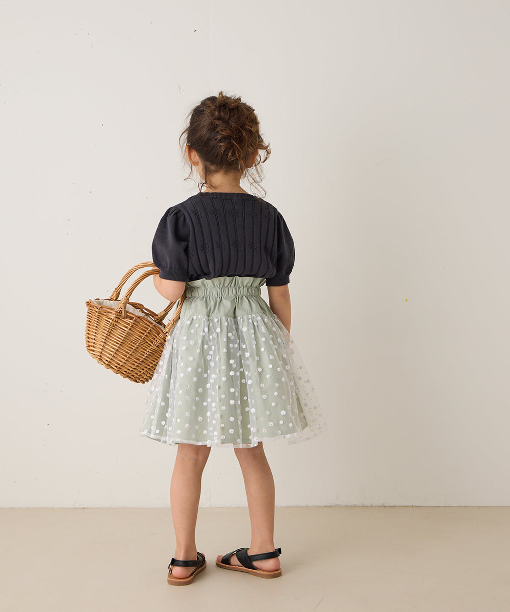 花柄チュール切り替えスカート