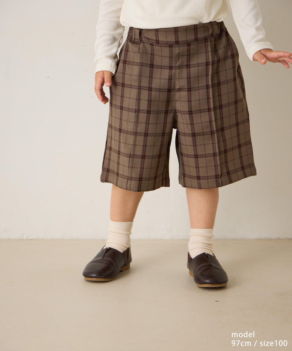 クラシックチェックセンターシームハーフパンツ（ウエストゴム調整）
