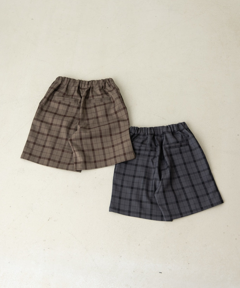 クラシックチェックセンターシームハーフパンツ（ウエストゴム調整）