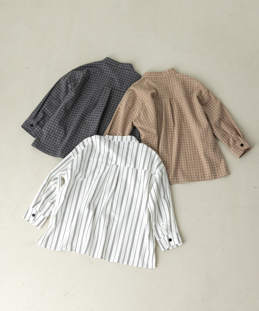 【リンク】選べる3柄フランネルバンドカラーシャツ(ボタン取り外し対応)