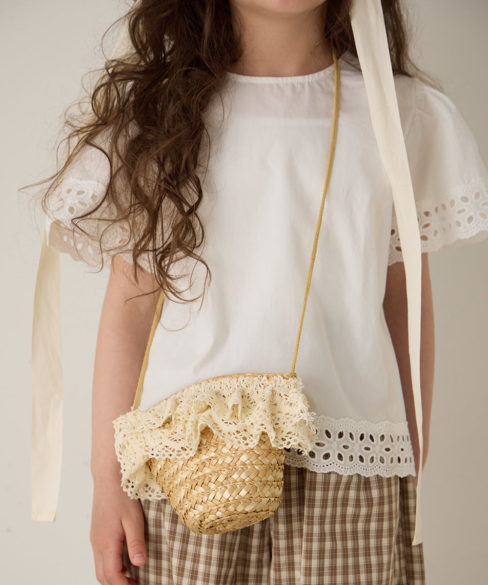 レースフリルラフィアポシェット