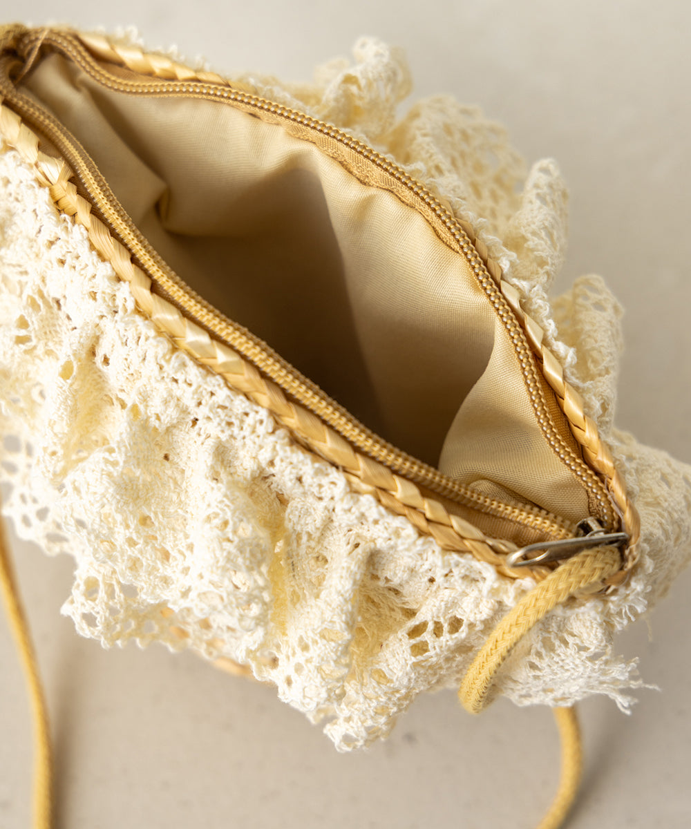 レースフリルラフィアポシェット