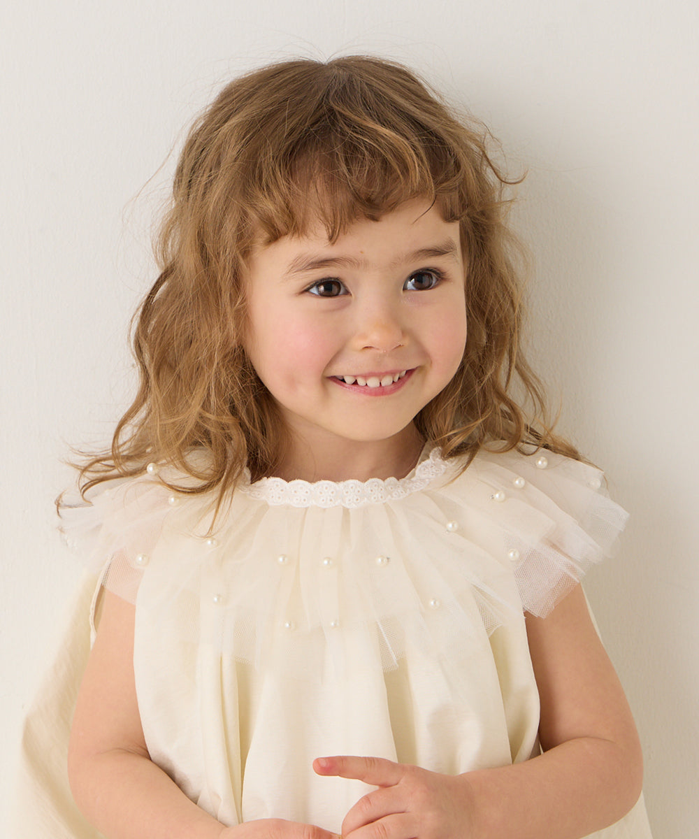 パールドットチュール付け襟