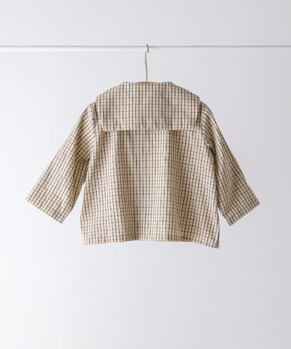 ダブルボタンセーラーカラー長袖ブラウス