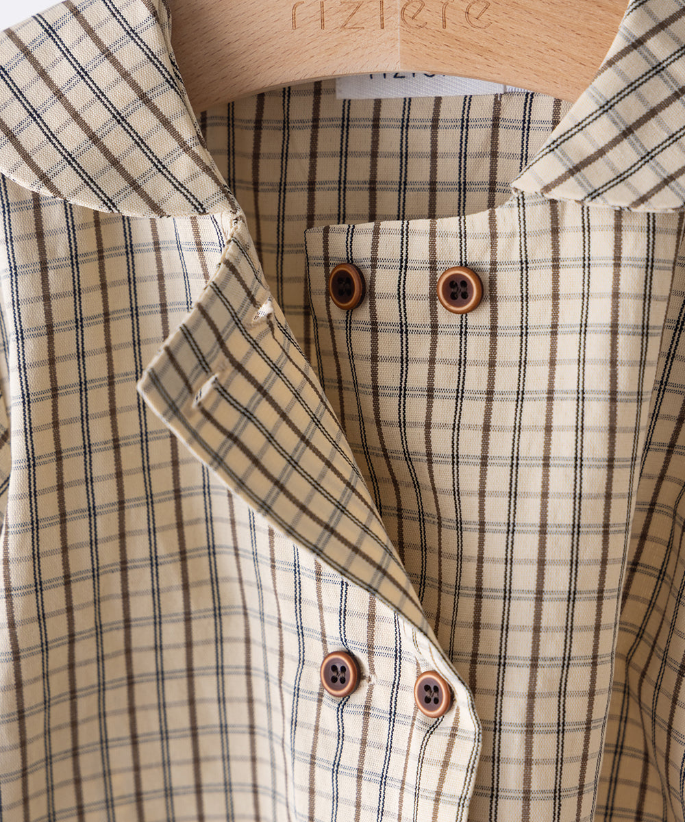 ダブルボタンセーラーカラー長袖ブラウス