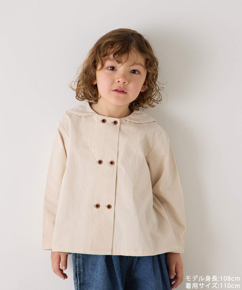 ダブルボタンセーラーカラー長袖ブラウス