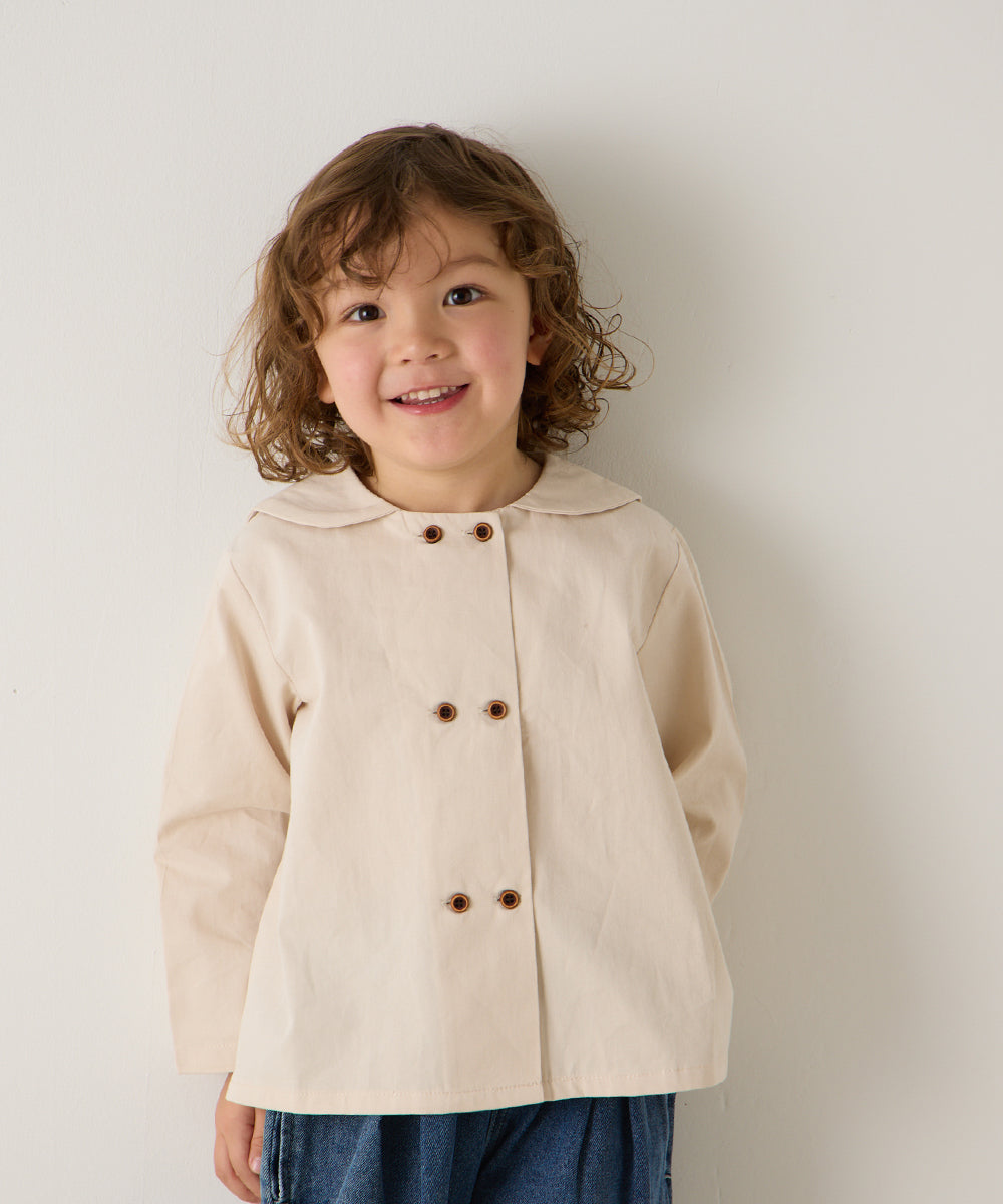 ダブルボタンセーラーカラー長袖ブラウス