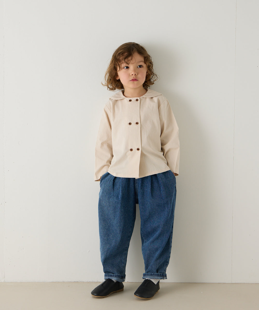 ダブルボタンセーラーカラー長袖ブラウス