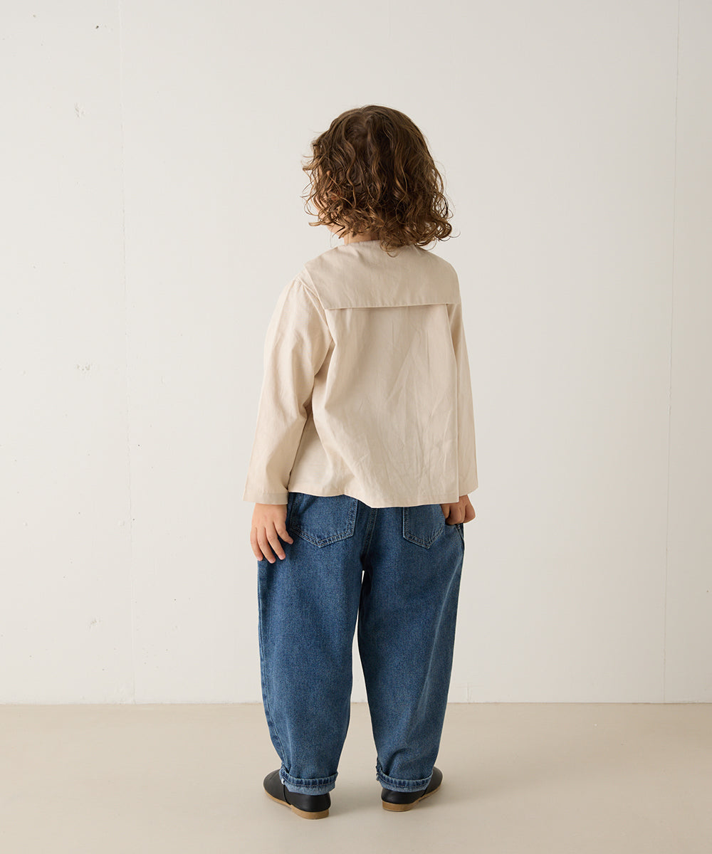 ダブルボタンセーラーカラー長袖ブラウス