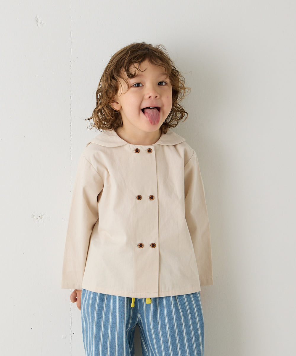 ダブルボタンセーラーカラー長袖ブラウス