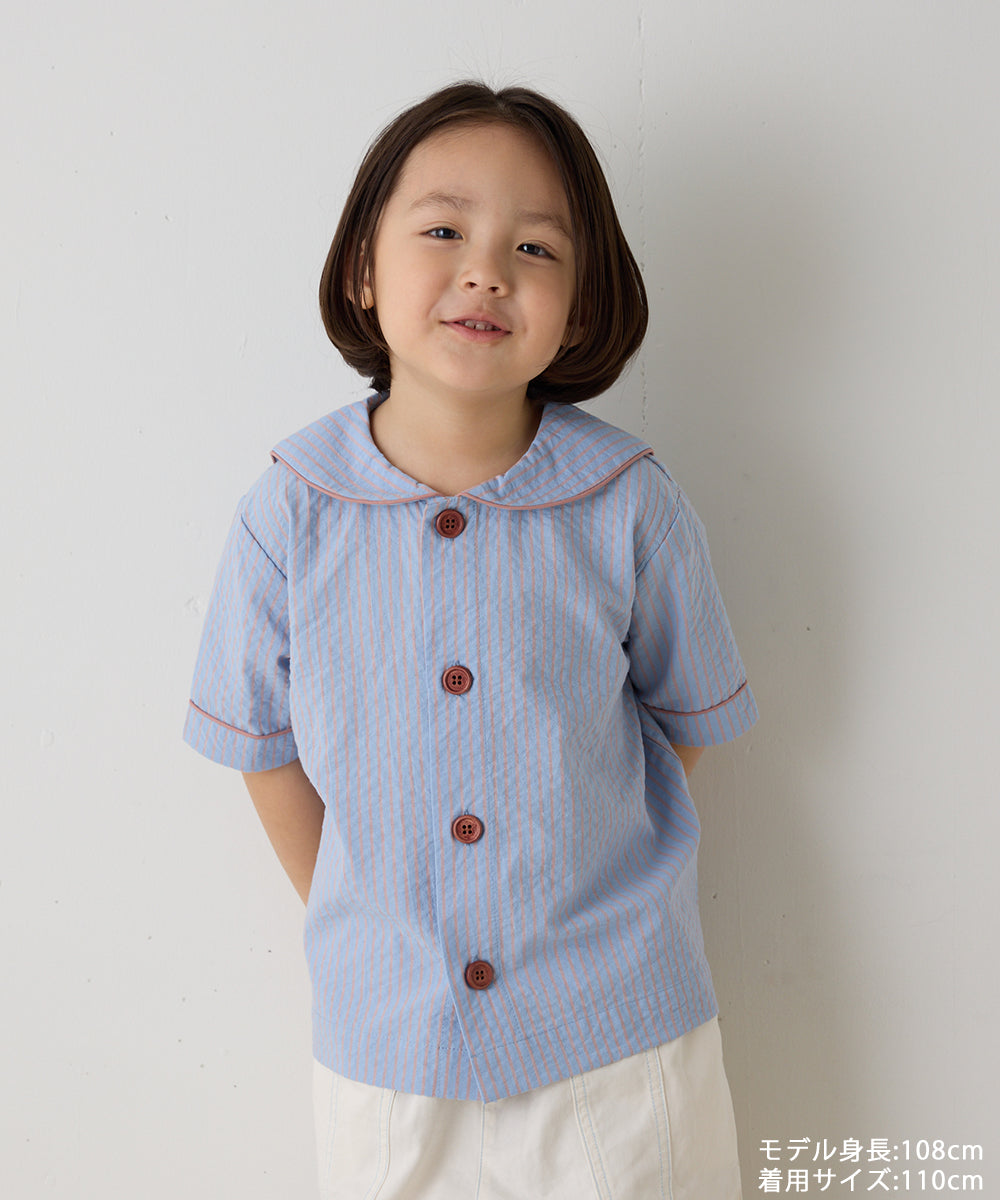 ストライプセーラーカラーブラウス