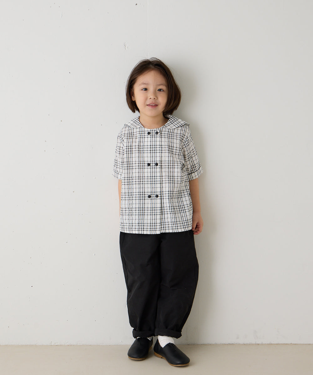 【リンク】ダブルボタンセーラーカラーチェックブラウス