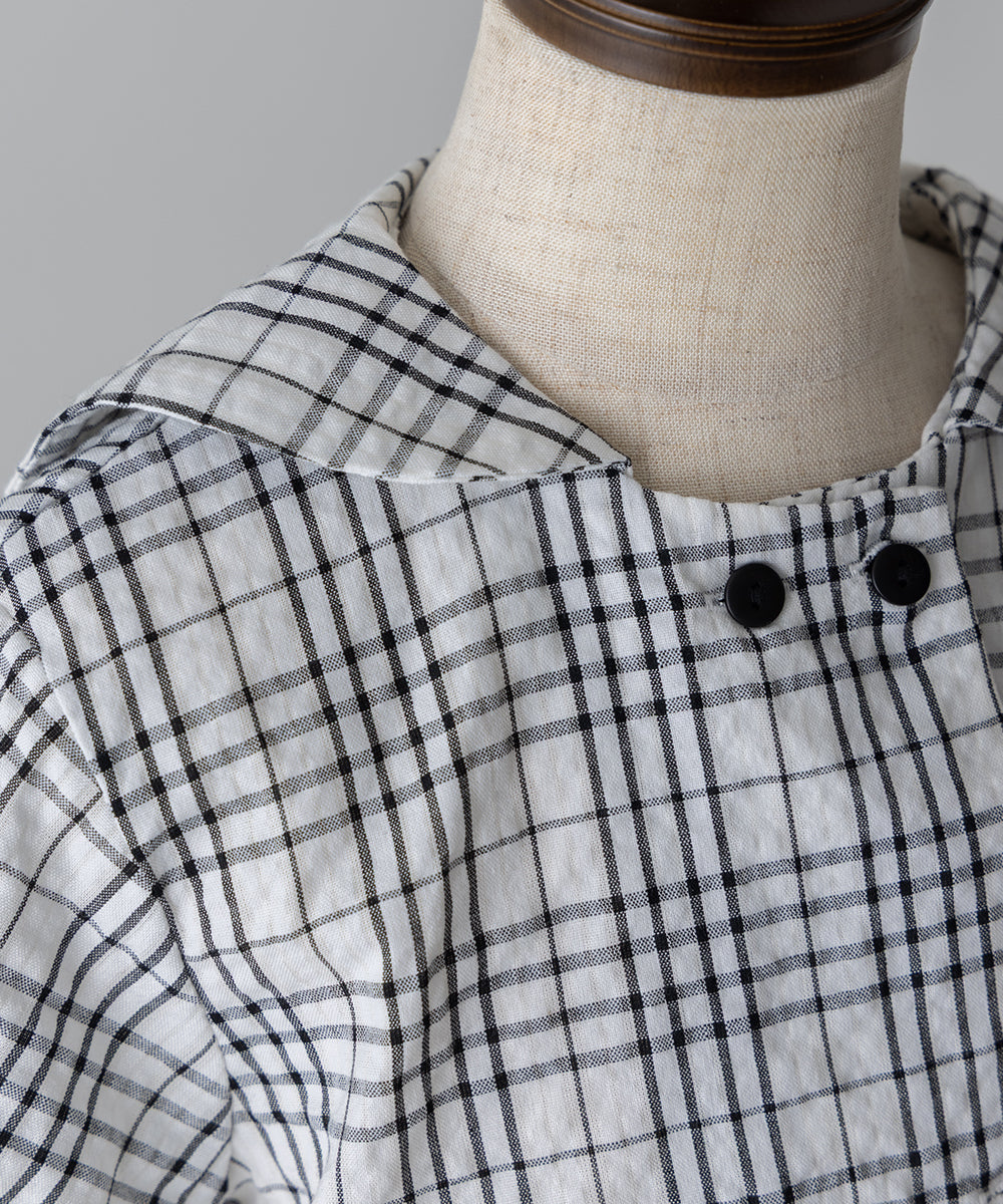 【リンク】ダブルボタンセーラーカラーチェックブラウス