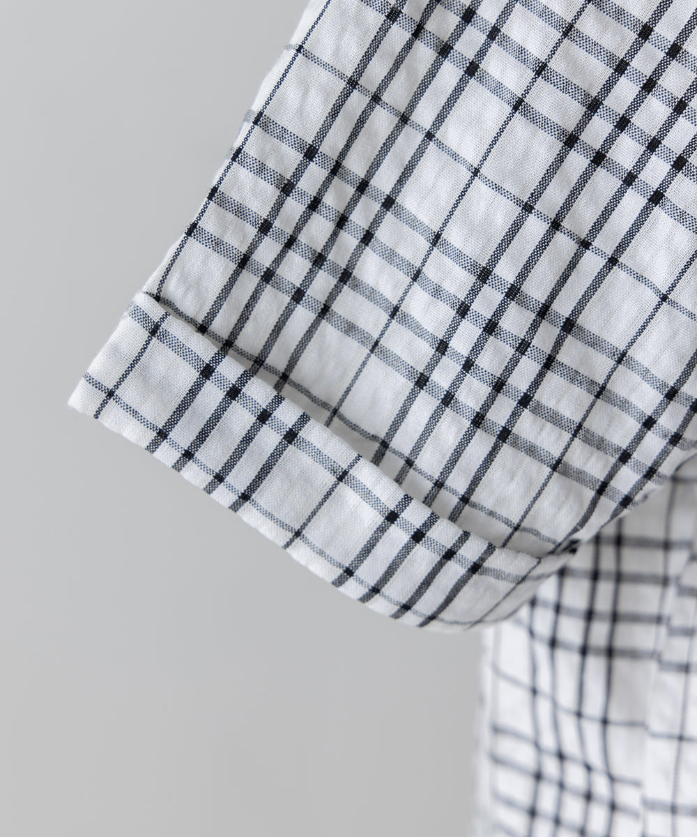 【リンク】ダブルボタンセーラーカラーチェックブラウス