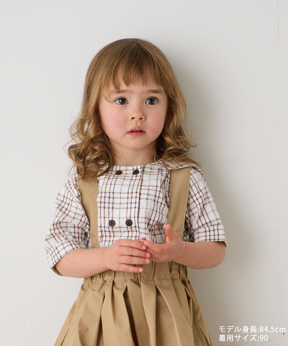 【リンク】ダブルボタンセーラーカラーチェックブラウス