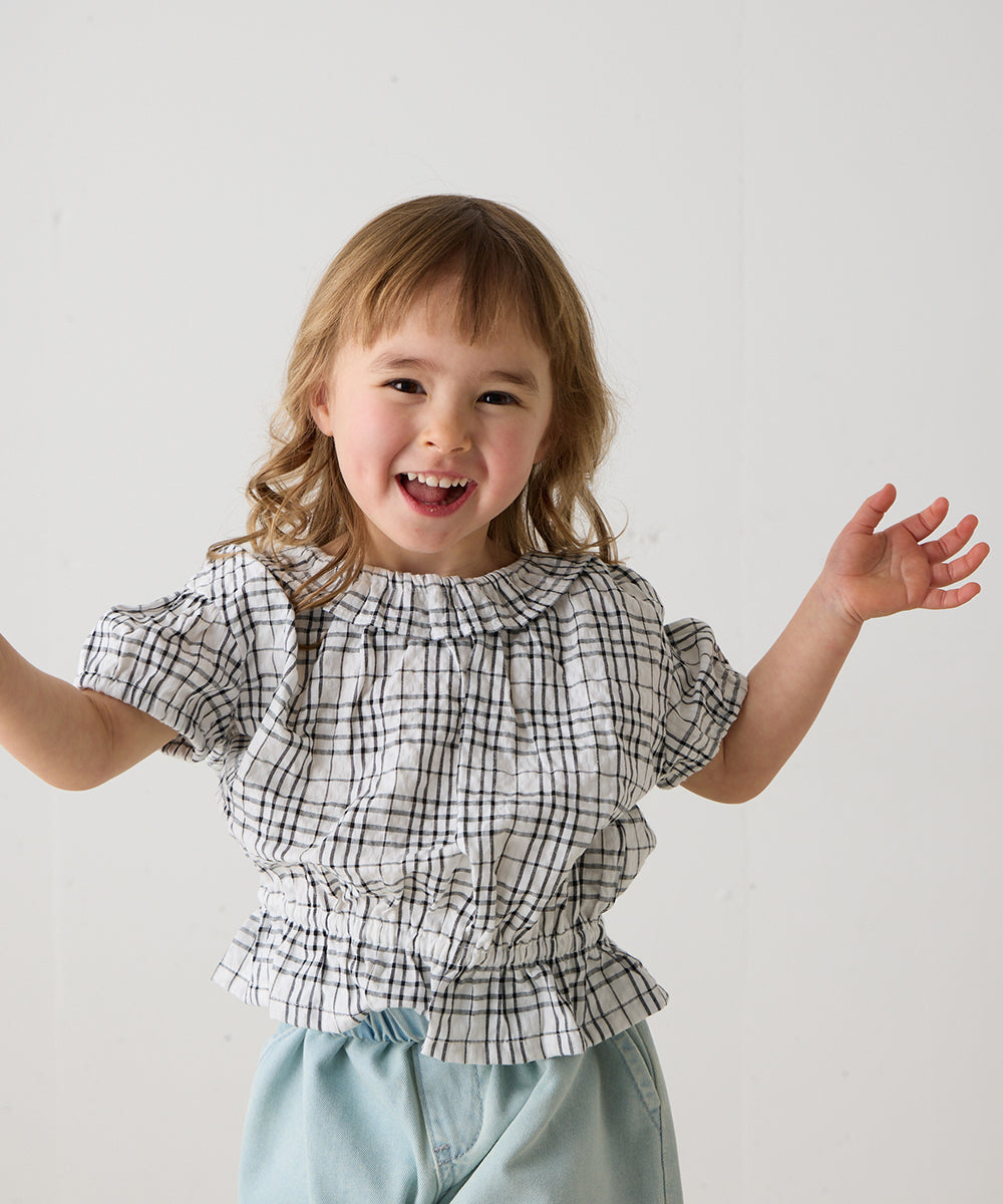 【リンク】フリルカラーチェックブラウス