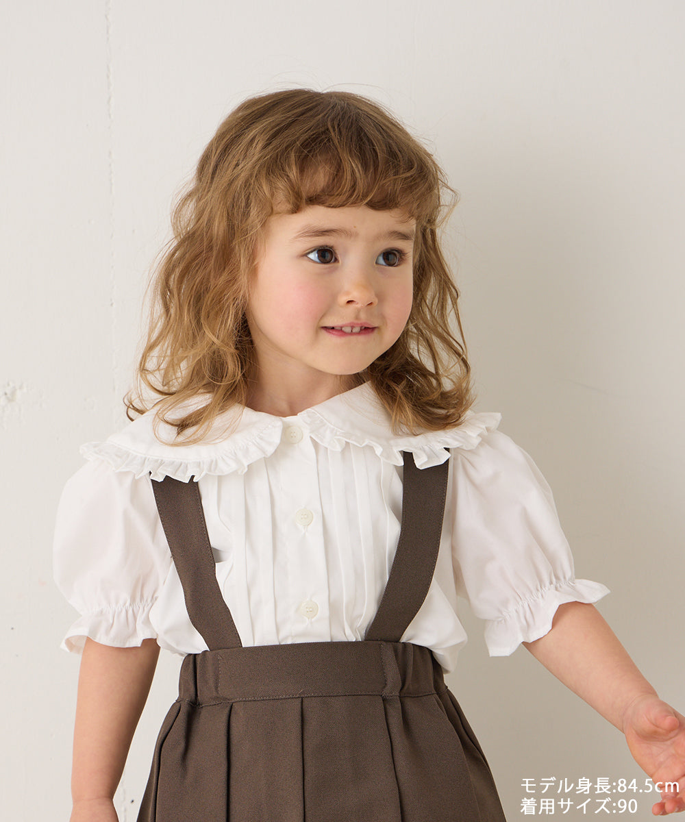 ピンタックフリルカラー半袖ブラウス