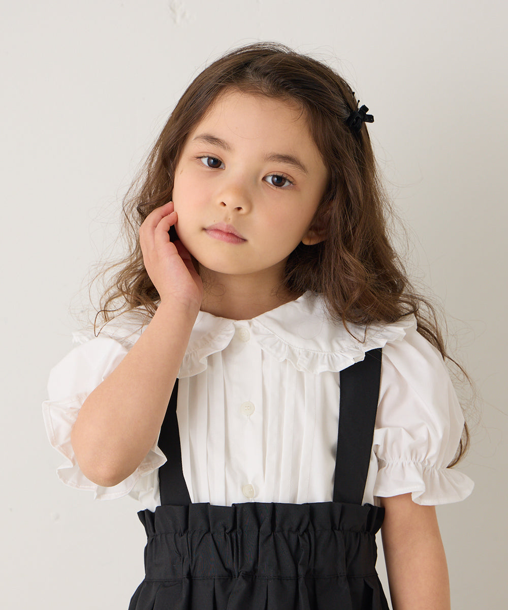 ピンタックフリルカラー半袖ブラウス