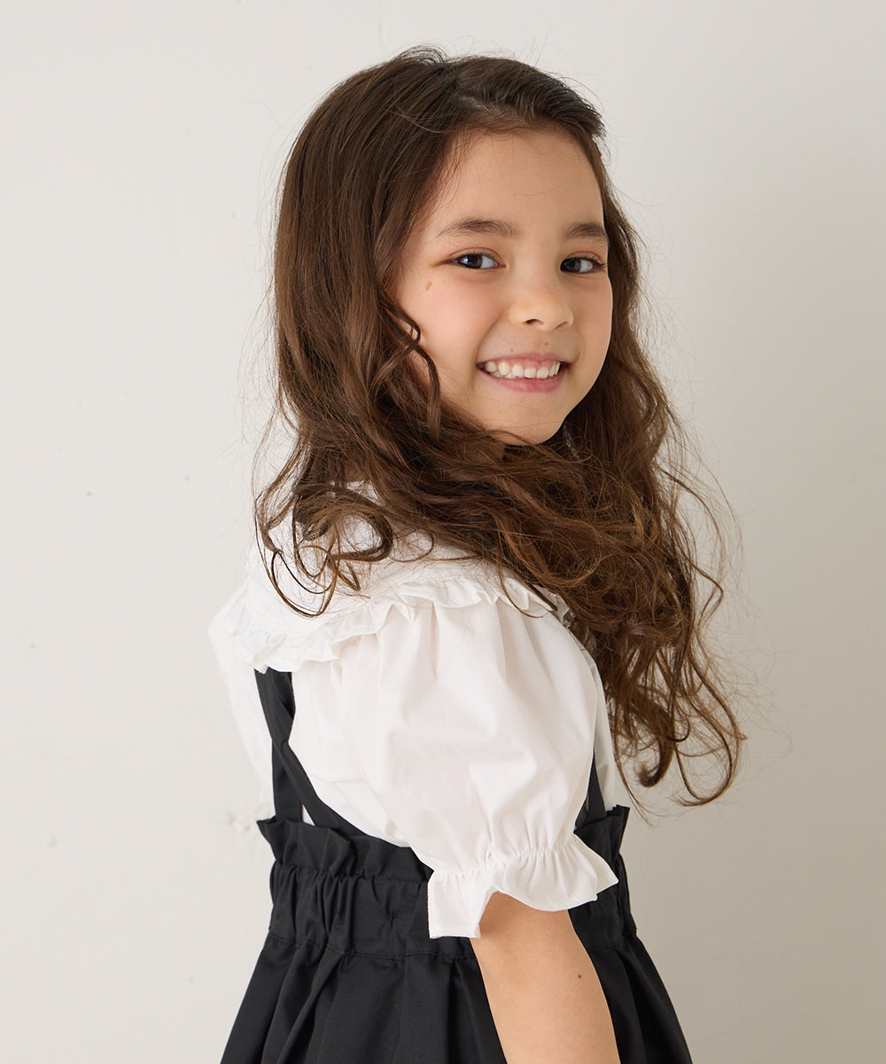 ピンタックフリルカラー半袖ブラウス