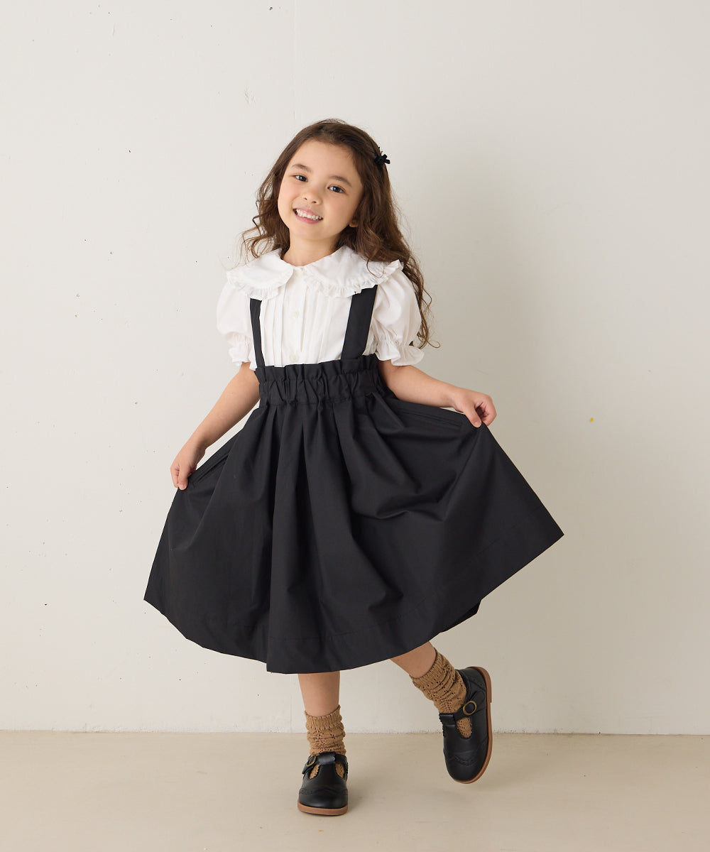 ピンタックフリルカラー半袖ブラウス