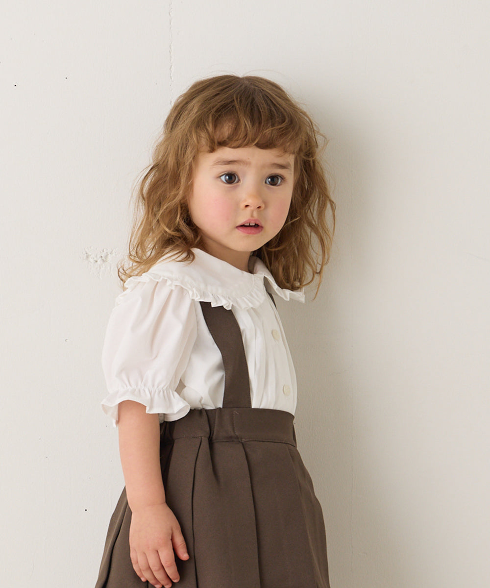 ピンタックフリルカラー半袖ブラウス