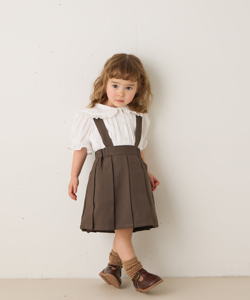 ピンタックフリルカラー半袖ブラウス