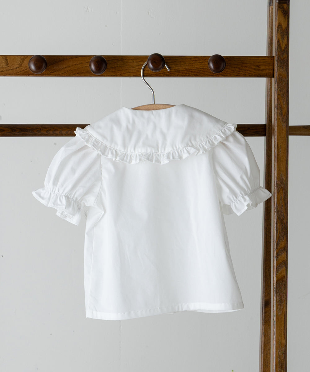 ピンタックフリルカラー半袖ブラウス