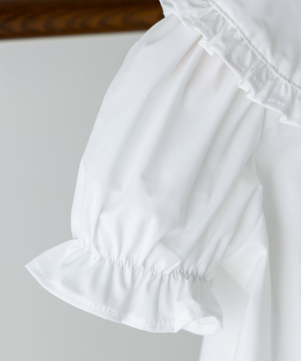 ピンタックフリルカラー半袖ブラウス